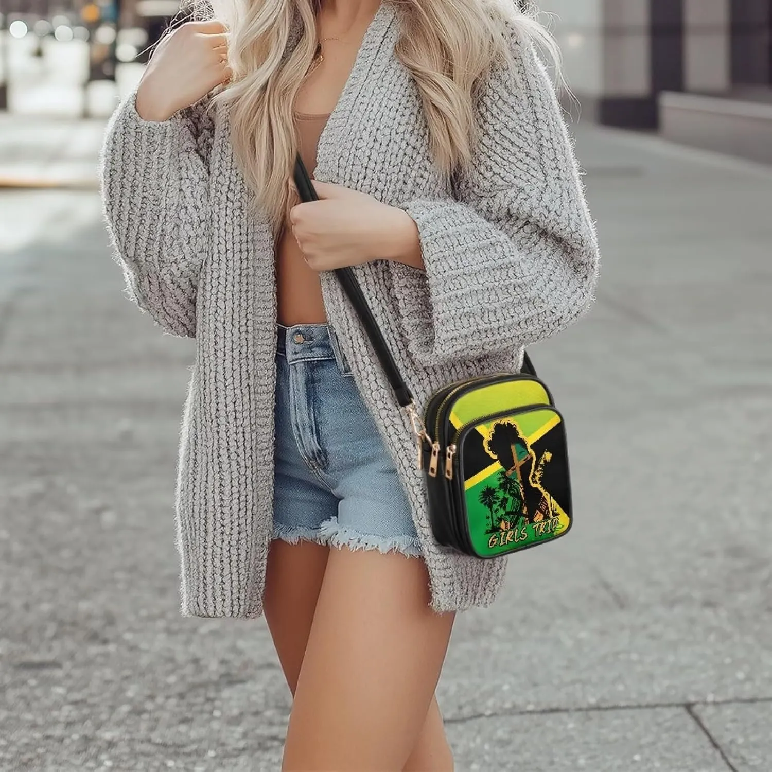 Small Leather Crossbody Bag for Women, Tropical Floral PU Leather Crossbody Cell Phone Purse with Adjustable Strap