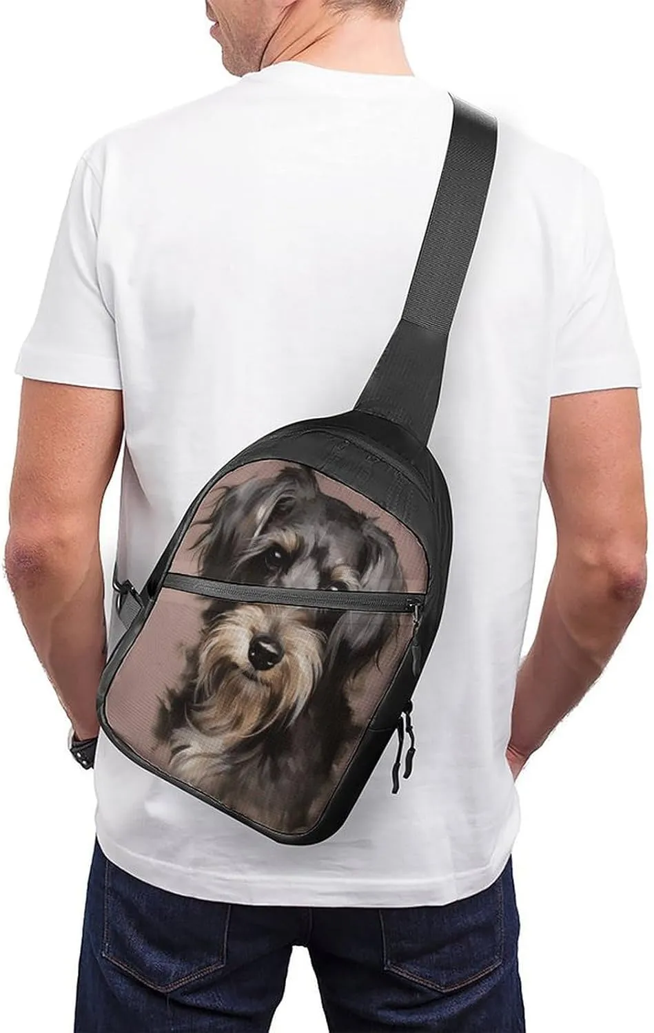 Small Sling Chest Bag Crossbody Bag for Men Women,A Dog Lightweight Gym Daypack for Travel Cycling Hiking