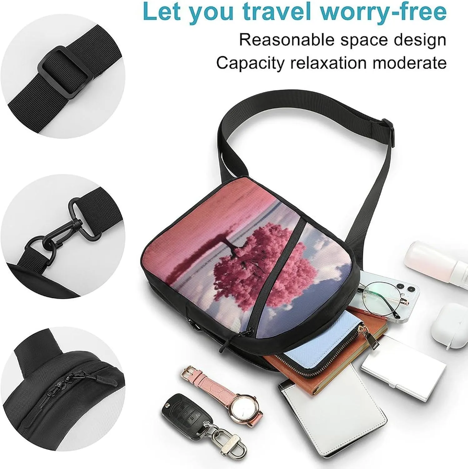Small Sling Chest Bag Crossbody Bag for Men Women,Beautiful Tree Lightweight Gym Daypack for Travel Cycling Hiking