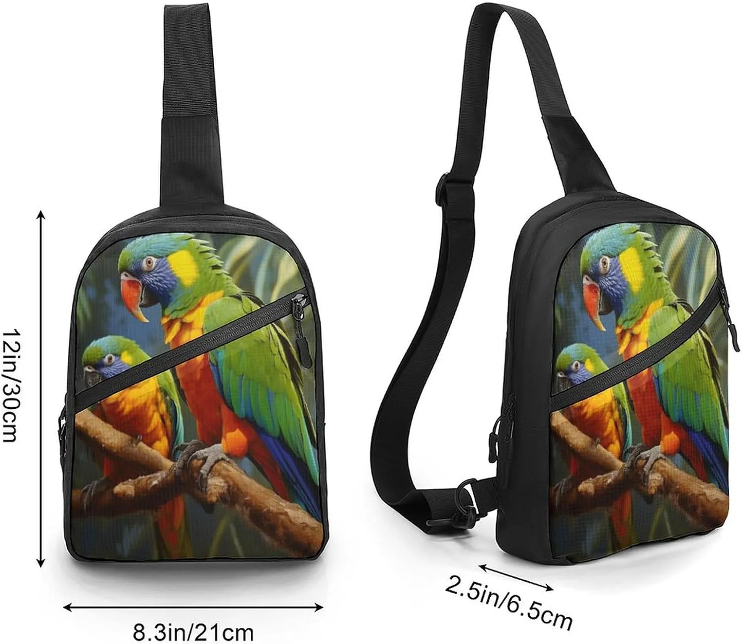 Small Sling Chest Bag Crossbody Bag for Men Women,Bird Parrot Painting Lightweight Gym Daypack for Travel Cycling Hiking