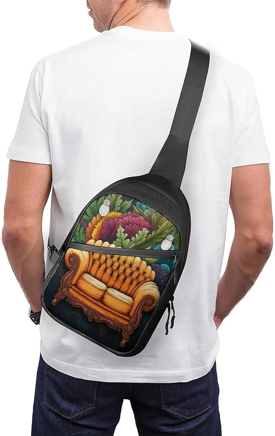 Small Sling Chest Bag Crossbody Bag for Men Women,Couch Lightweight Gym Daypack for Travel Cycling Hiking