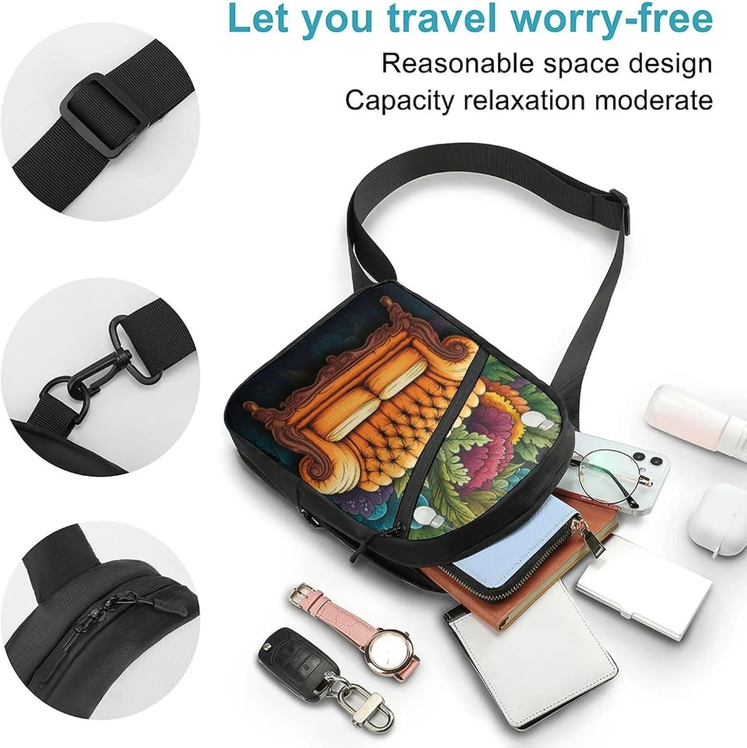 Small Sling Chest Bag Crossbody Bag for Men Women,Couch Lightweight Gym Daypack for Travel Cycling Hiking