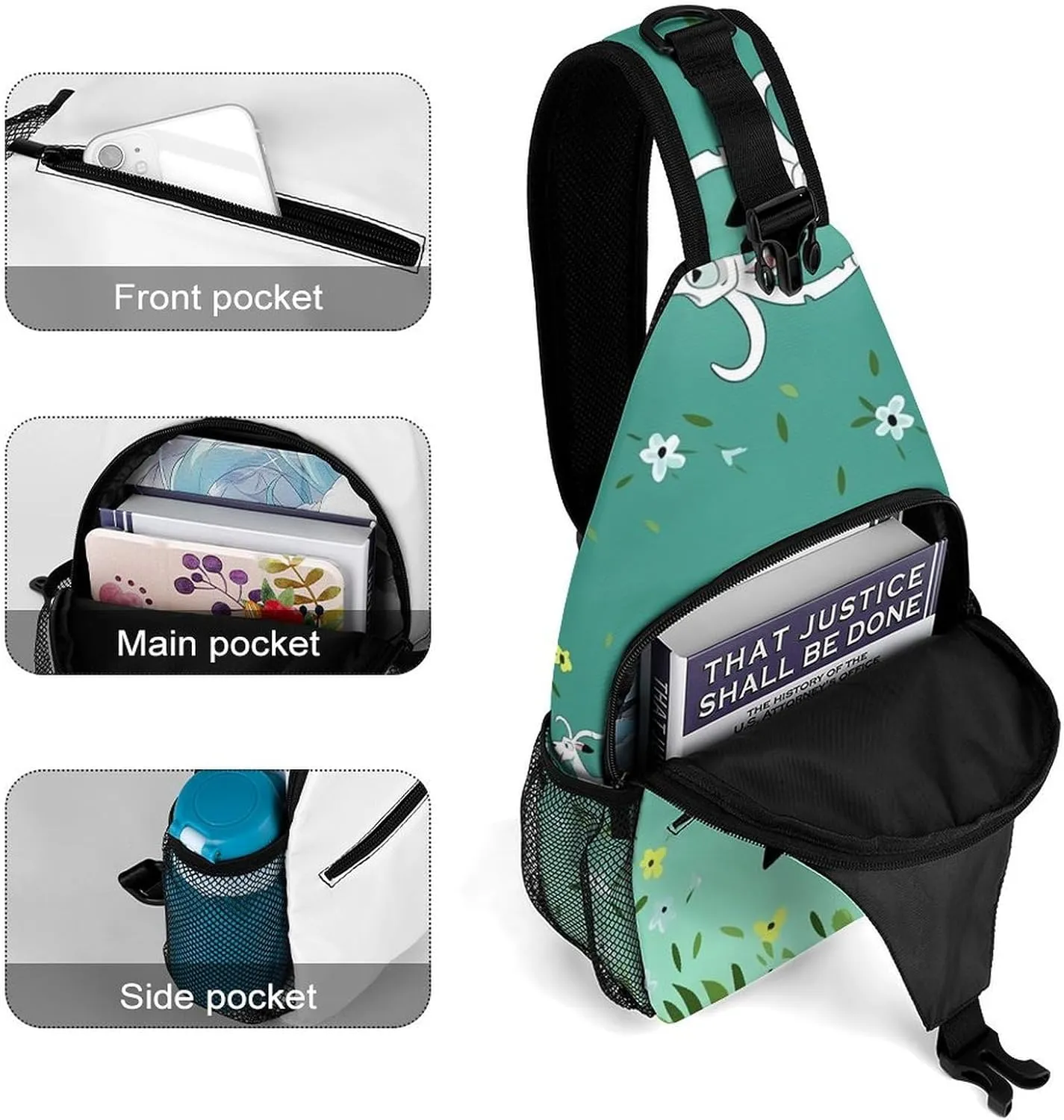 Small Sling Chest Bag Crossbody Bag for Men Women,Goat Frolic Lightweight Gym Daypack for Travel Cycling Hiking