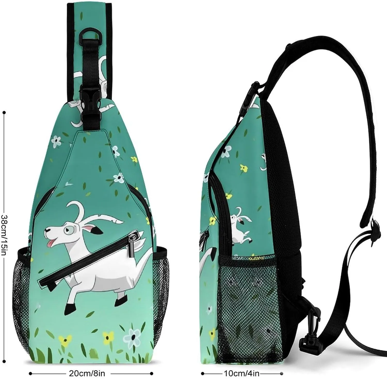 Small Sling Chest Bag Crossbody Bag for Men Women,Goat Frolic Lightweight Gym Daypack for Travel Cycling Hiking