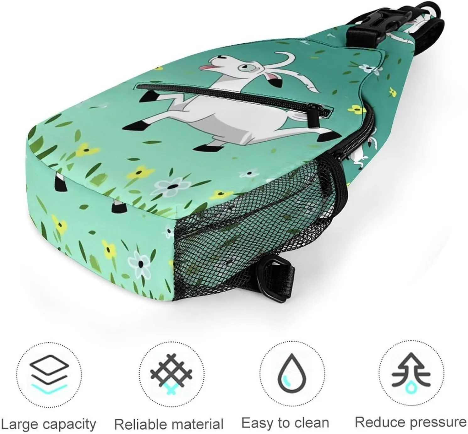 Small Sling Chest Bag Crossbody Bag for Men Women,Goat Frolic Lightweight Gym Daypack for Travel Cycling Hiking