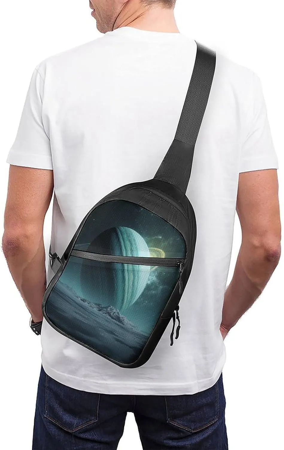 Small Sling Chest Bag Crossbody Bag for Men Women,Uranus Lightweight Gym Daypack for Travel Cycling Hiking