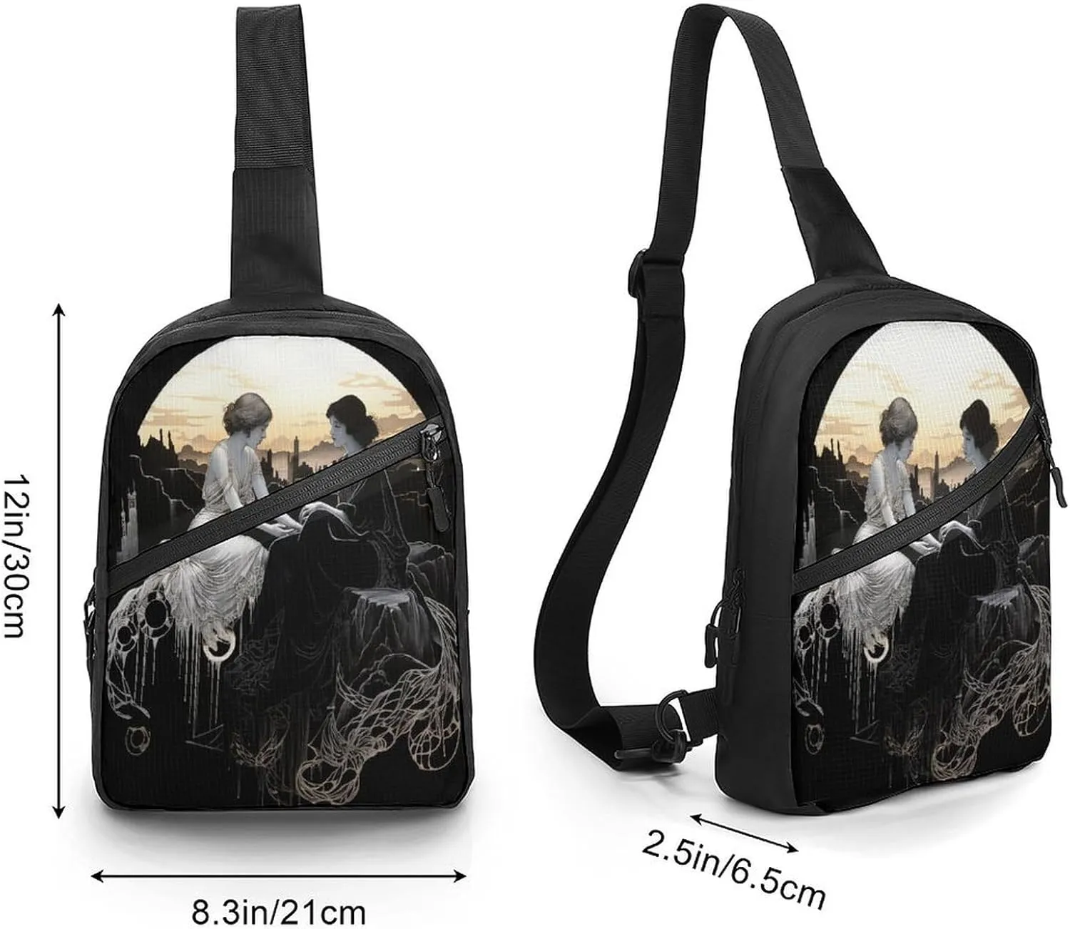 Small Sling Chest Bag Crossbody Bag for Men Women,Woman on Cliff Lightweight Gym Daypack for Travel Cycling Hiking