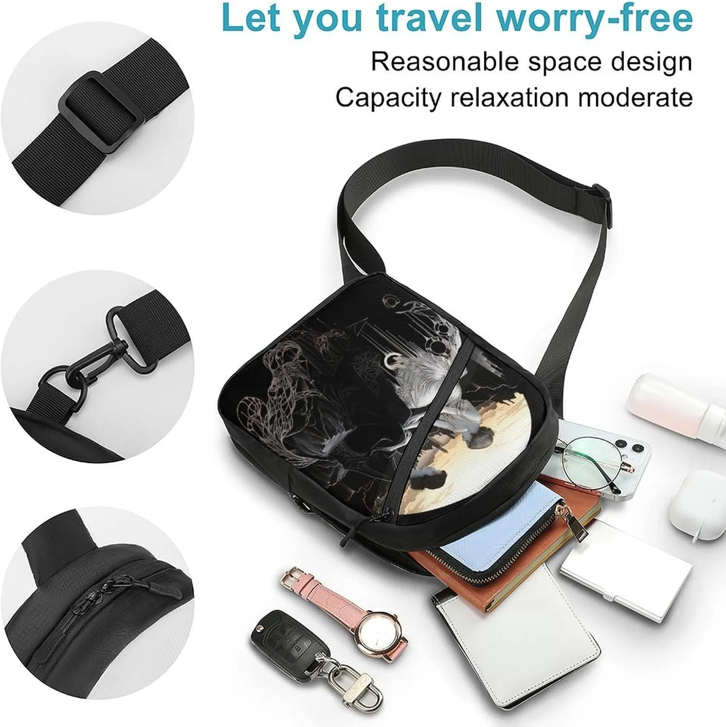 Small Sling Chest Bag Crossbody Bag for Men Women,Woman on Cliff Lightweight Gym Daypack for Travel Cycling Hiking