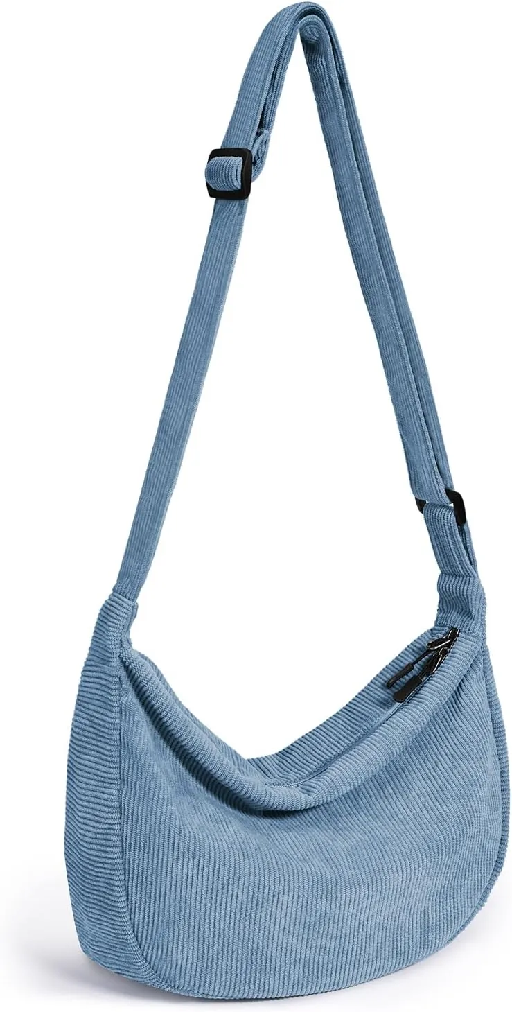 Small Sling Crossbody Bag for Women Men Trendy, Mini Crescent Bag with Adjustable Strap, 2 Zippers Lightweight Nylon Bag