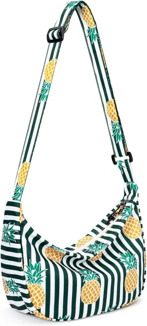 Small Sling Crossbody Bag for Women Men Trendy, Mini Crescent Bag with Adjustable Strap, 2 Zippers Lightweight Nylon Bag