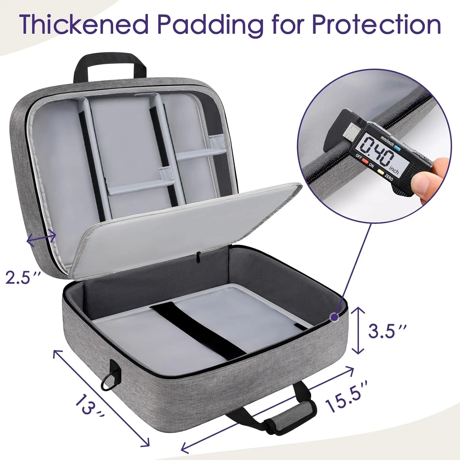 SNIGJAT Audio Mixer Case (Size:15.5"x 13" x 6"), Protective DJ Mixer Bag with 10mm Padding, Large-Capacity Recording Equipment Bag Soft with Adjustable Storage for Cables, Podcast Gear and Mics, Gray