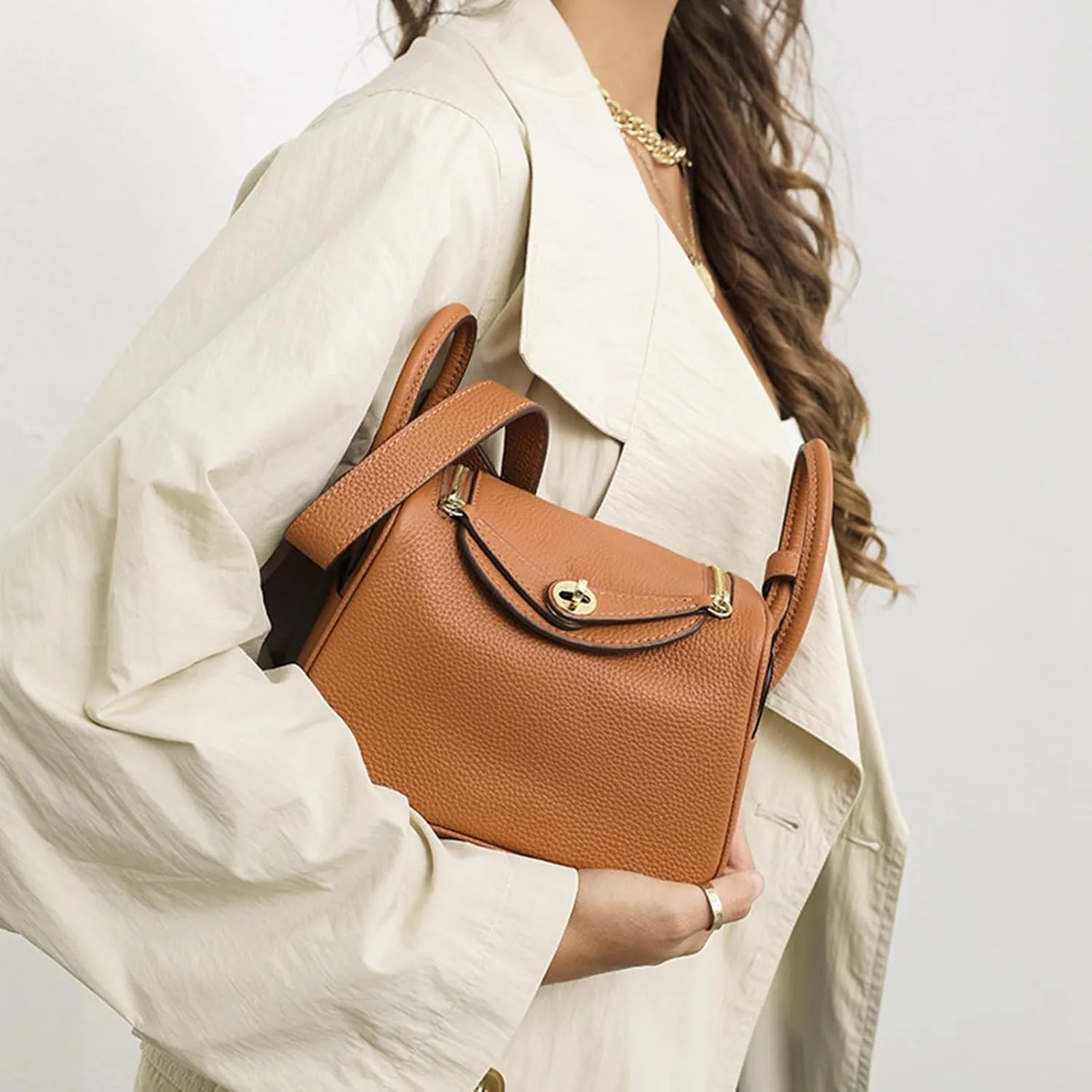 Soft Genuine Leather Satchel Bags for Women Top Handle Shoulder Purses and Handbags Totes Shoulder Bag (Grey)