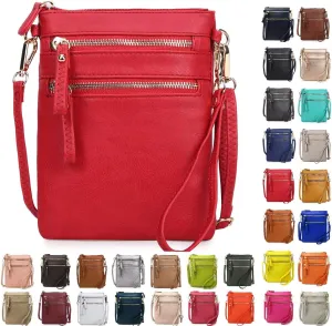 Solene Small Crossbody Bag for Women, Multi Zip Pockets with Detachable Wristlet, Lightweight Travel Purse, Cell Phone Pouch