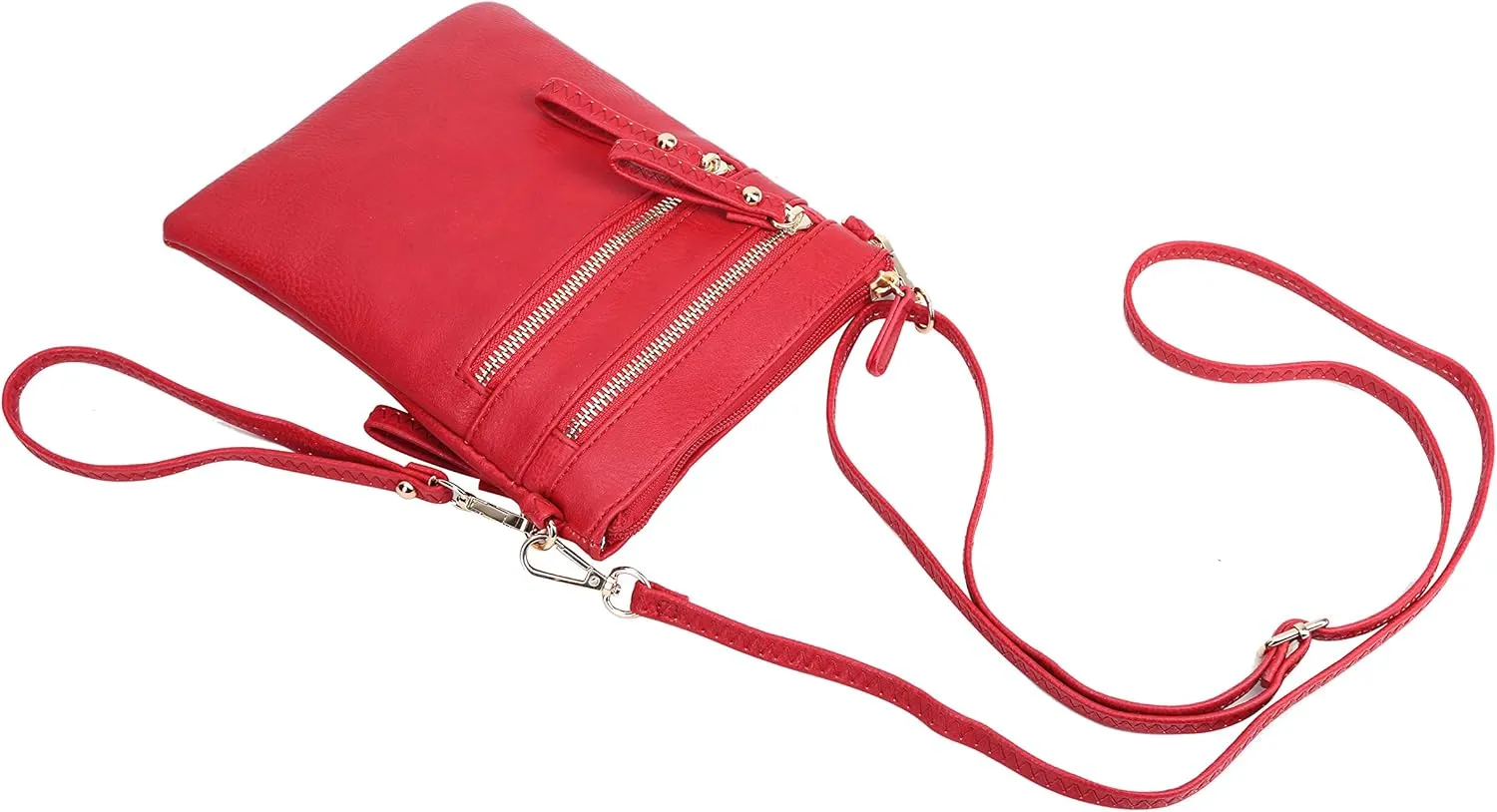Solene Small Crossbody Bag for Women, Multi Zip Pockets with Detachable Wristlet, Lightweight Travel Purse, Cell Phone Pouch