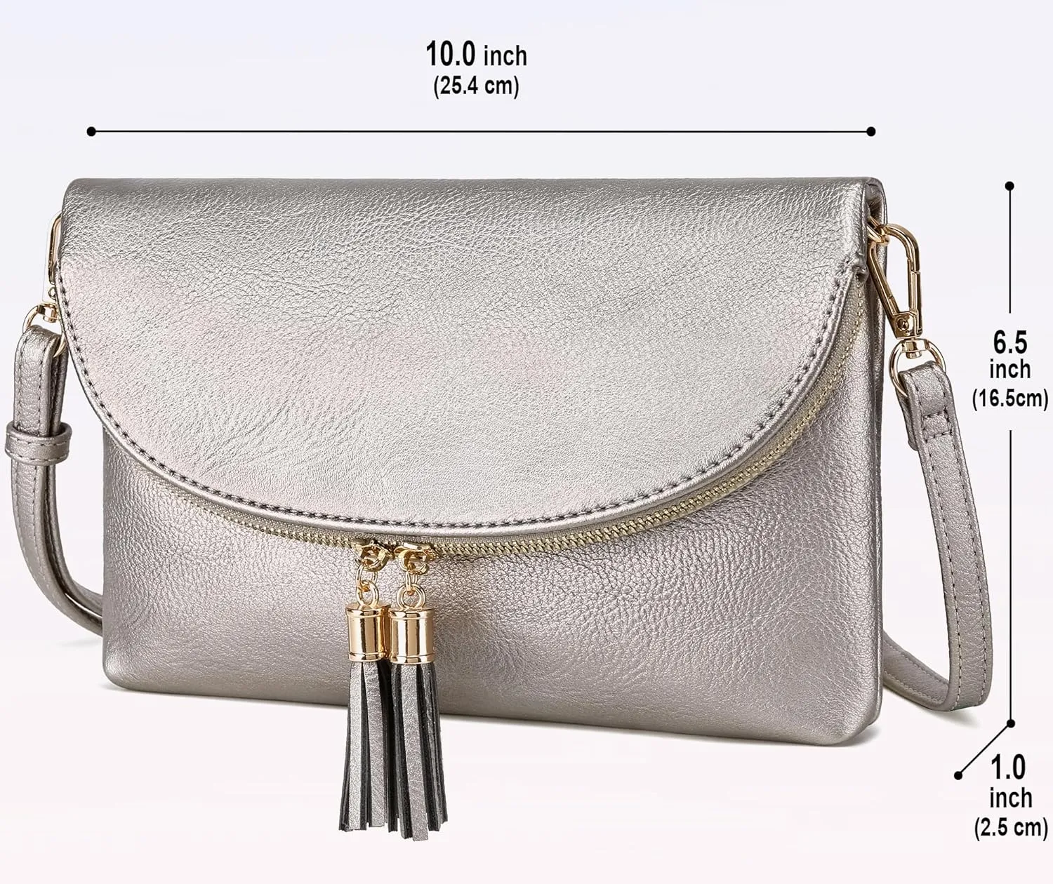 Solene Womens Envelop Clutch Purse Multi Compartments, 6 Card Slot Inside, Crossbody Bag With Tassels