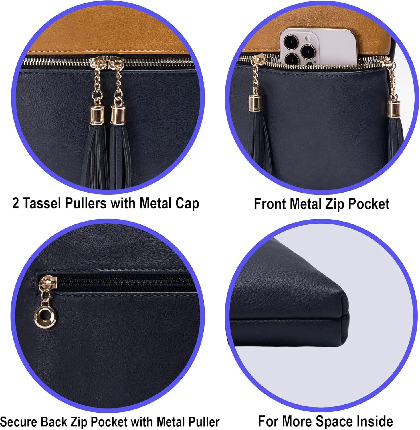 Solene Womens Lightweight Medium Crossbody Purse with Tassel, Perfect Size Crossbody Bags for Daily Use, travel