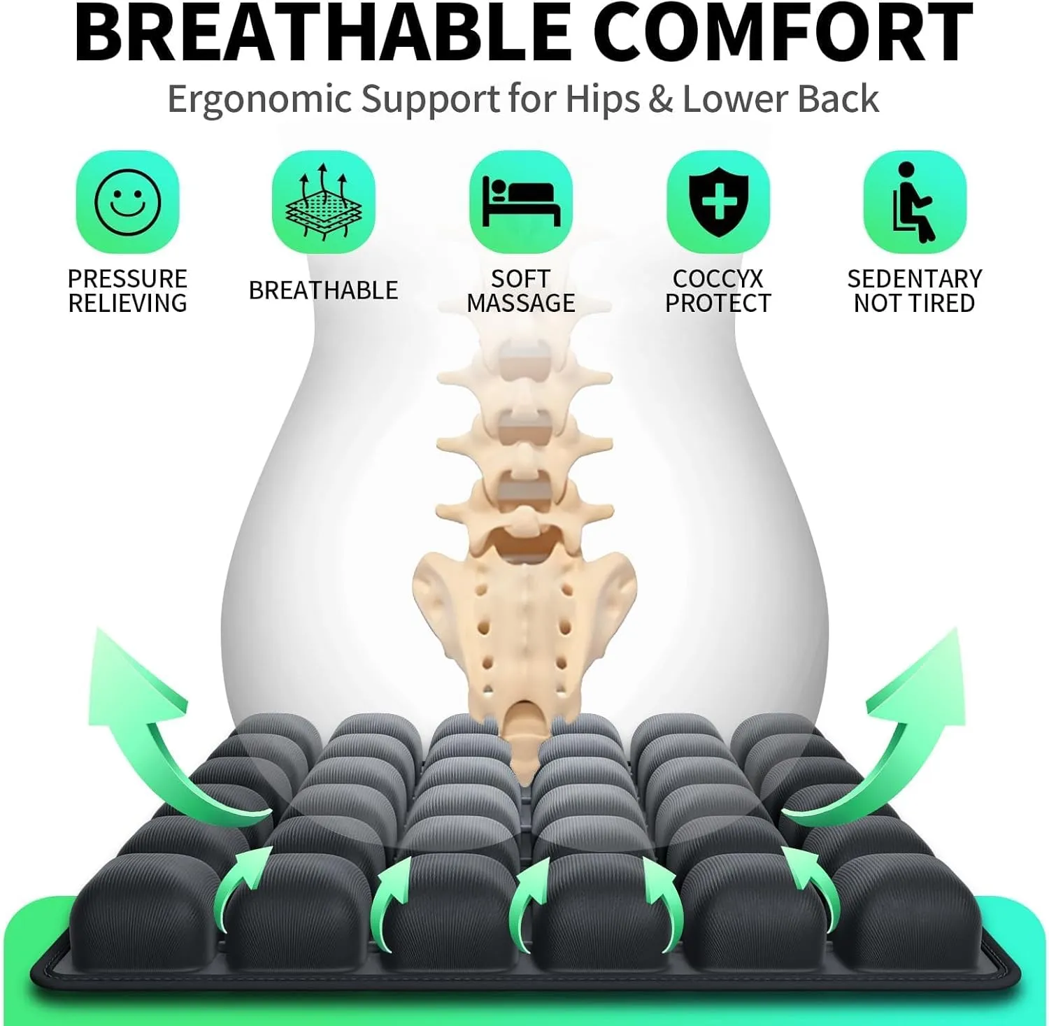 Sondur Travel Cushion,3D Air Inflatable Seat Cushion with Storage Bag, Portable Travel Seat Cushions for Airplane, Car, Office Chair, Wheelchair (Off-White)