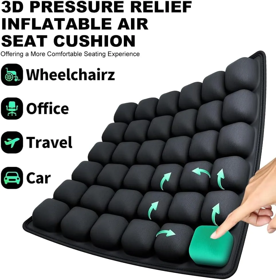 Sondur Travel Cushion,3D Air Inflatable Seat Cushion with Storage Bag, Portable Travel Seat Cushions for Airplane, Car, Office Chair, Wheelchair (Off-White)