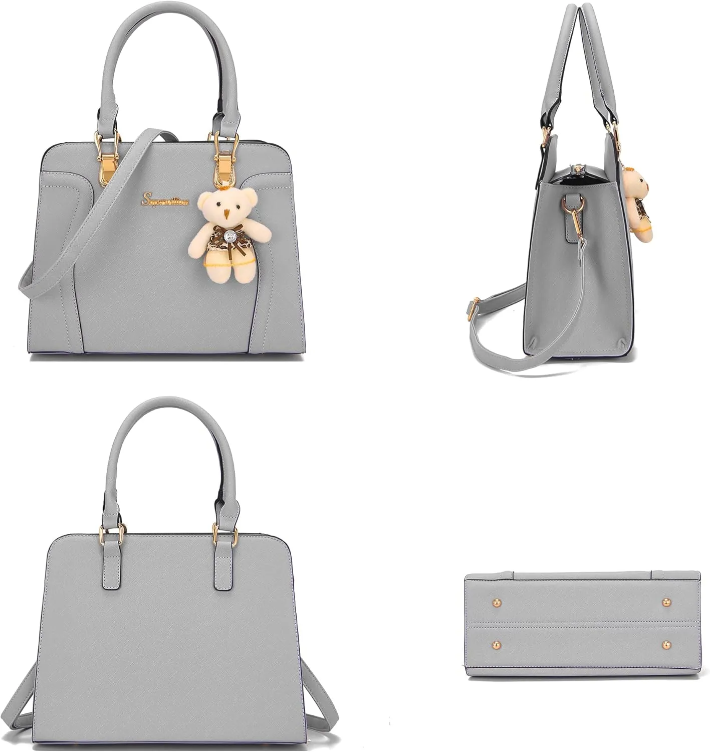 Soperwillton Purses for Women Crossbody Shoulder Handbags Top Handle Satchel Tote Bag Wallet Set 3pcs