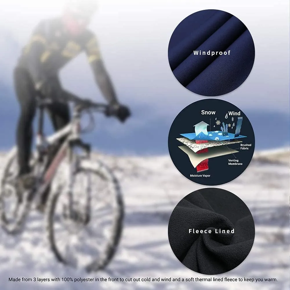 Souke Sports Men's Winter Cycling Pants, Windproof Fleece Thermal Bike Pants, Breathable Athletic Sweatpants for Running