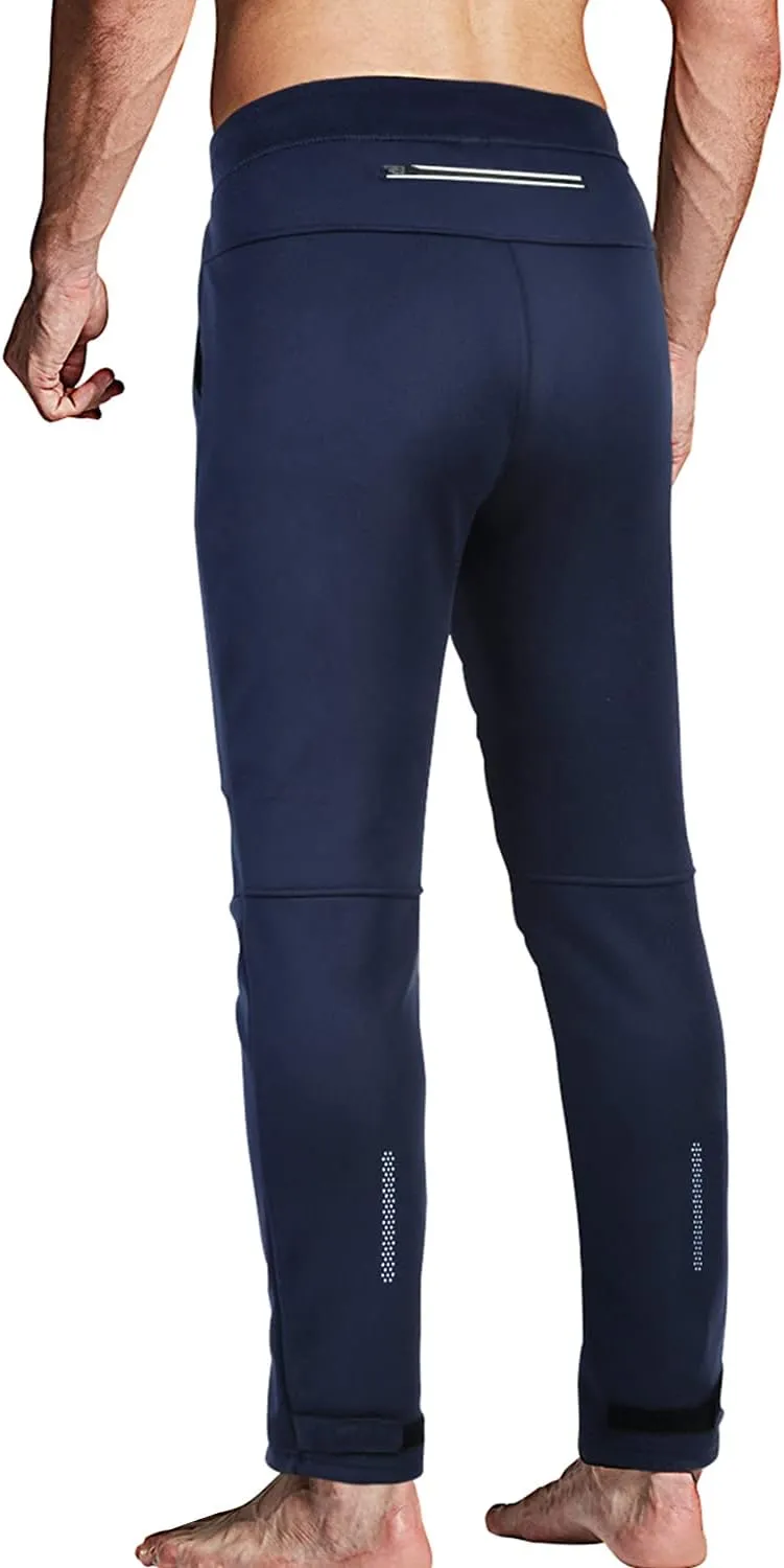 Souke Sports Men's Winter Cycling Pants, Windproof Fleece Thermal Bike Pants, Breathable Athletic Sweatpants for Running
