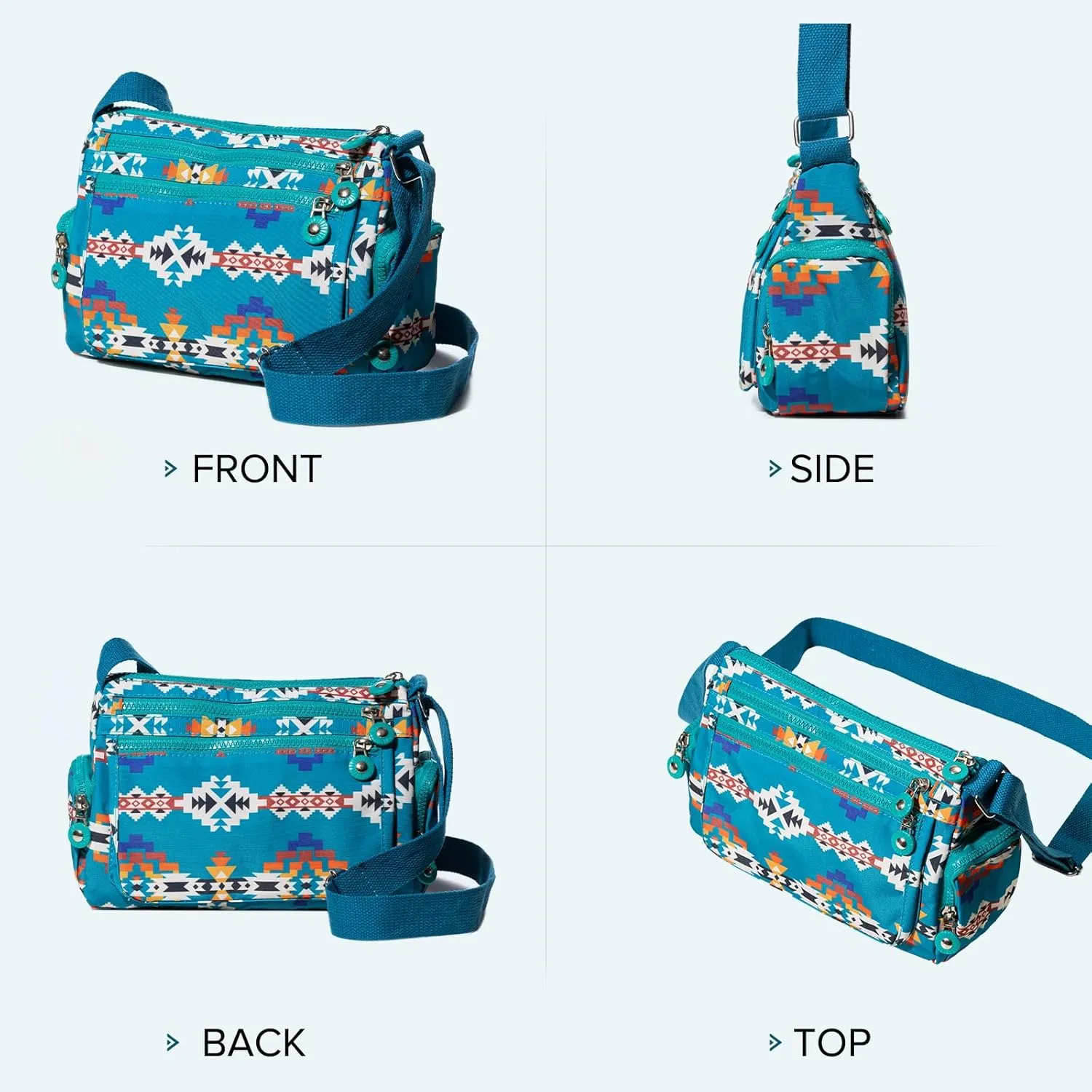 Southwest Shoulder Crossbody Bag for Women, Aztec Satchel&Purse with Multi Zipper Pocket and Adjustable Strap