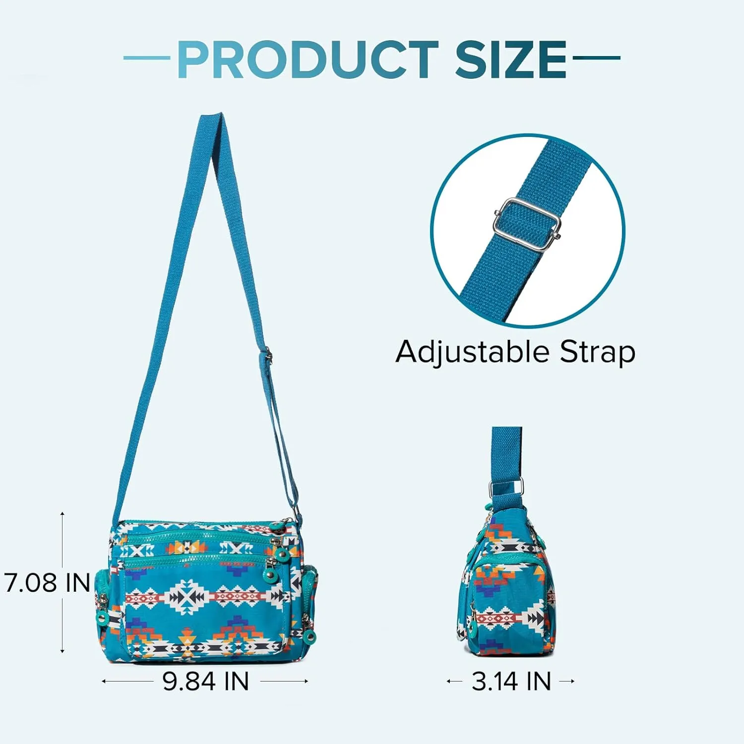 Southwest Shoulder Crossbody Bag for Women, Aztec Satchel&Purse with Multi Zipper Pocket and Adjustable Strap