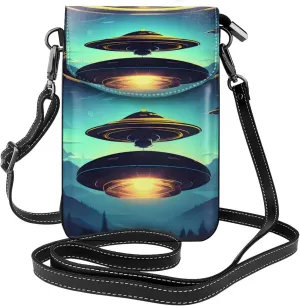 Spacecraft Descend Zippered Crossbody Bag, Women'S Shoulder Bag With Card Slot, ^Removable Shoulder Strap, 7.6 X 4.9 In.