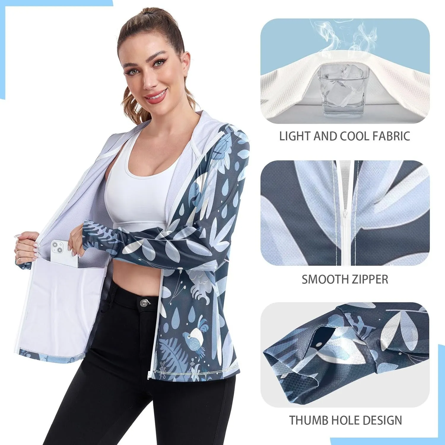 Spf Hoodie Upf 50 , Long Sleeve Top, Long Sleeve Zip up Hoodie, Hiking Shirt Women