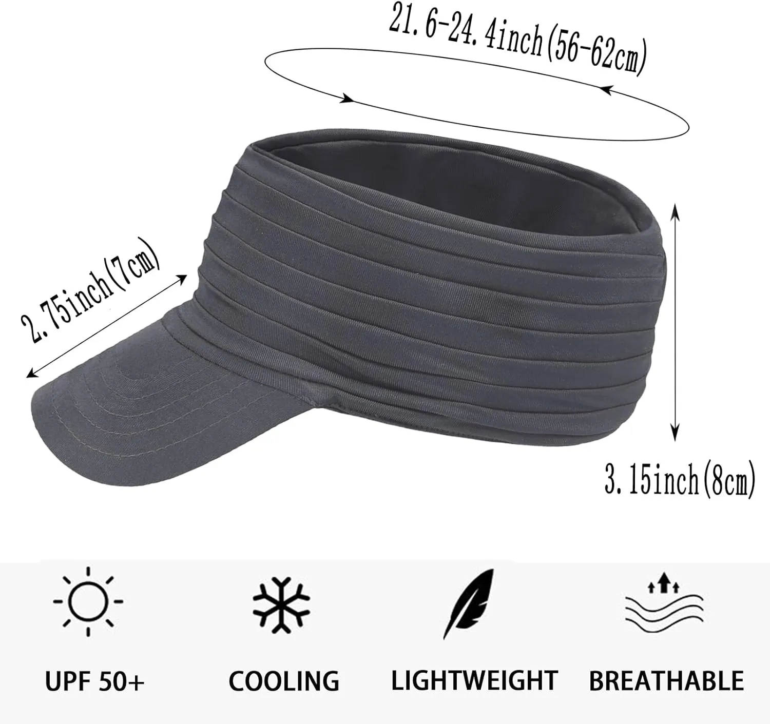 Sports Sun Visor for Men Women UV Protection Lightweight Packable Stretchy Hats for Running, Tennis, Golf