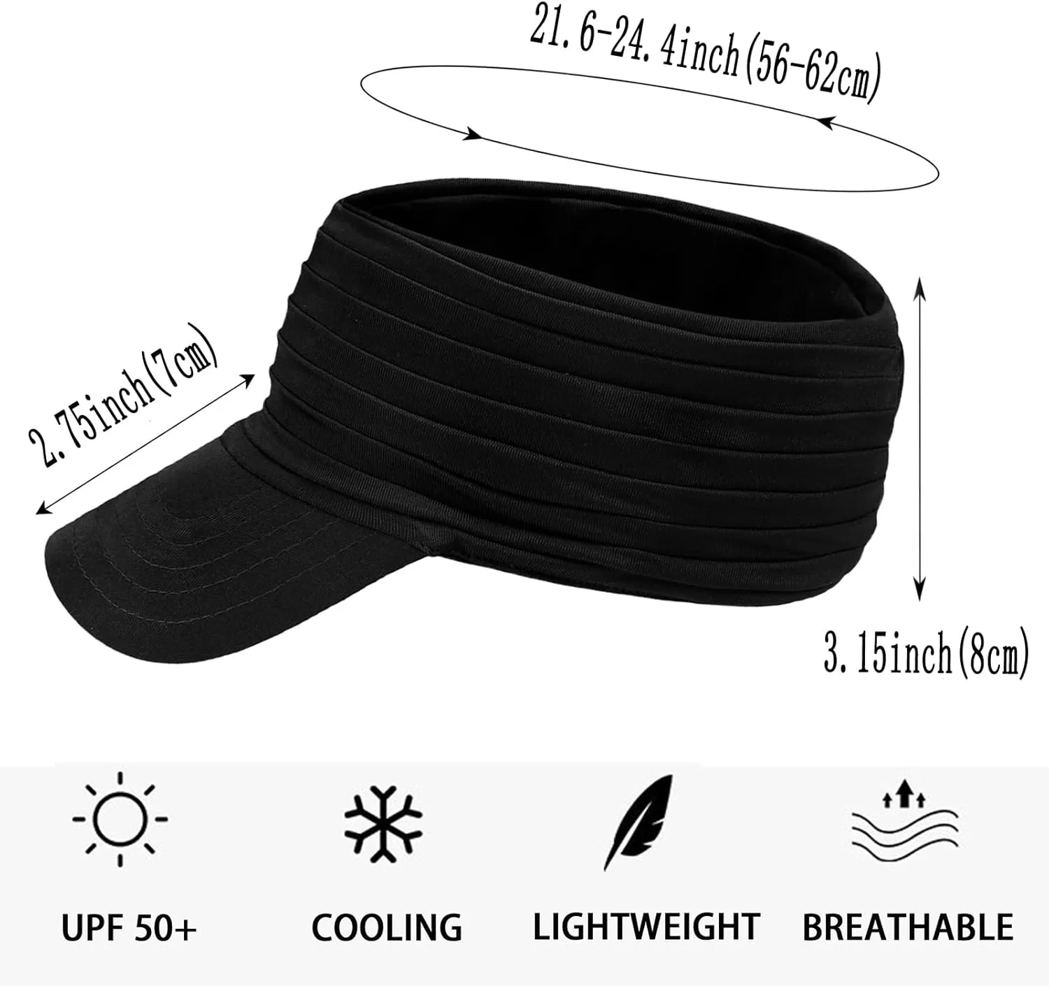 Sports Sun Visor for Men Women UV Protection Lightweight Packable Stretchy Hats for Running, Tennis, Golf