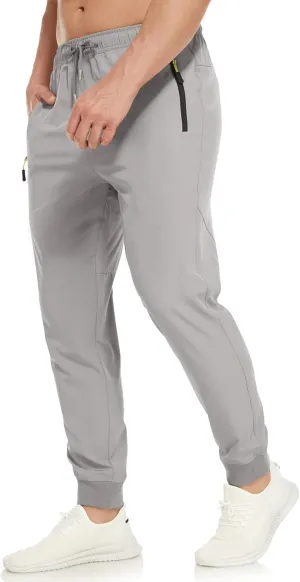 SPOSULEI Mens Joggers Lightweight Athletic Hiking Pants Quick Dry Running Track Gym Sweatpants with Zipper Pockets