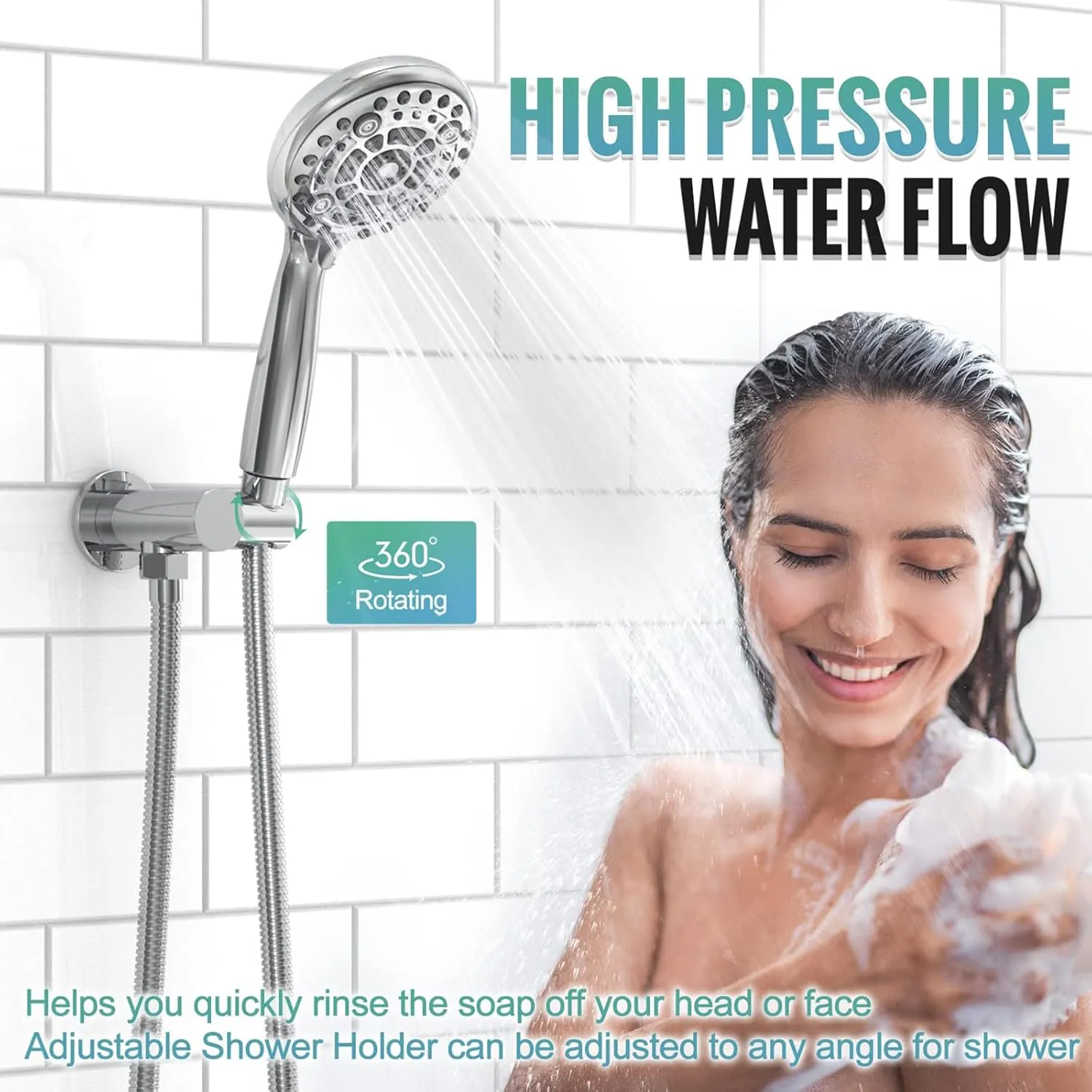 SR SUN RISE Shower Faucet - 12 Inch Multifunctional High Pressure Shower Head System with Handheld Shower Head Fixtures - Valve Included - Polished Chrome