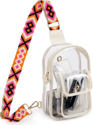 Stadium Approved Clear Crossbody Sling Bag – Transparent Purse for Concerts,Sports Events,Waterproof PVC Clear Bag