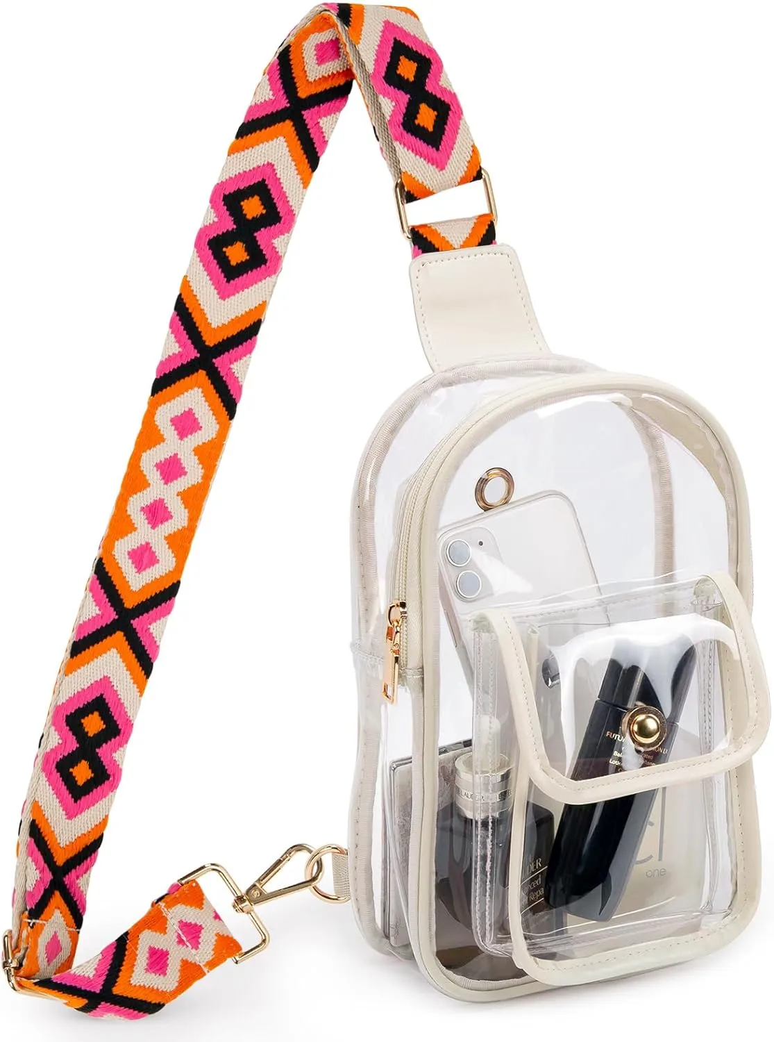Stadium Approved Clear Crossbody Sling Bag – Transparent Purse for Concerts,Sports Events,Waterproof PVC Clear Bag
