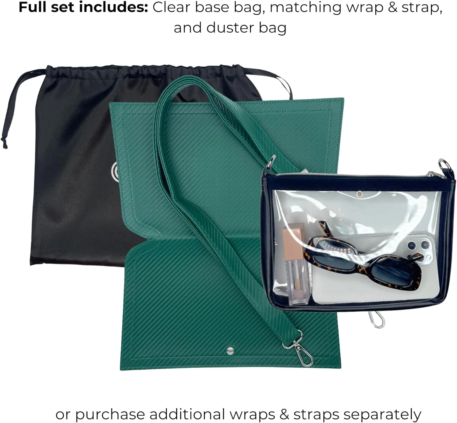 Stadium Bag Full Set - Clear Bag with Removable Outer Wrap, Stadium Approved Clear Bag for Concerts, Sports, Events