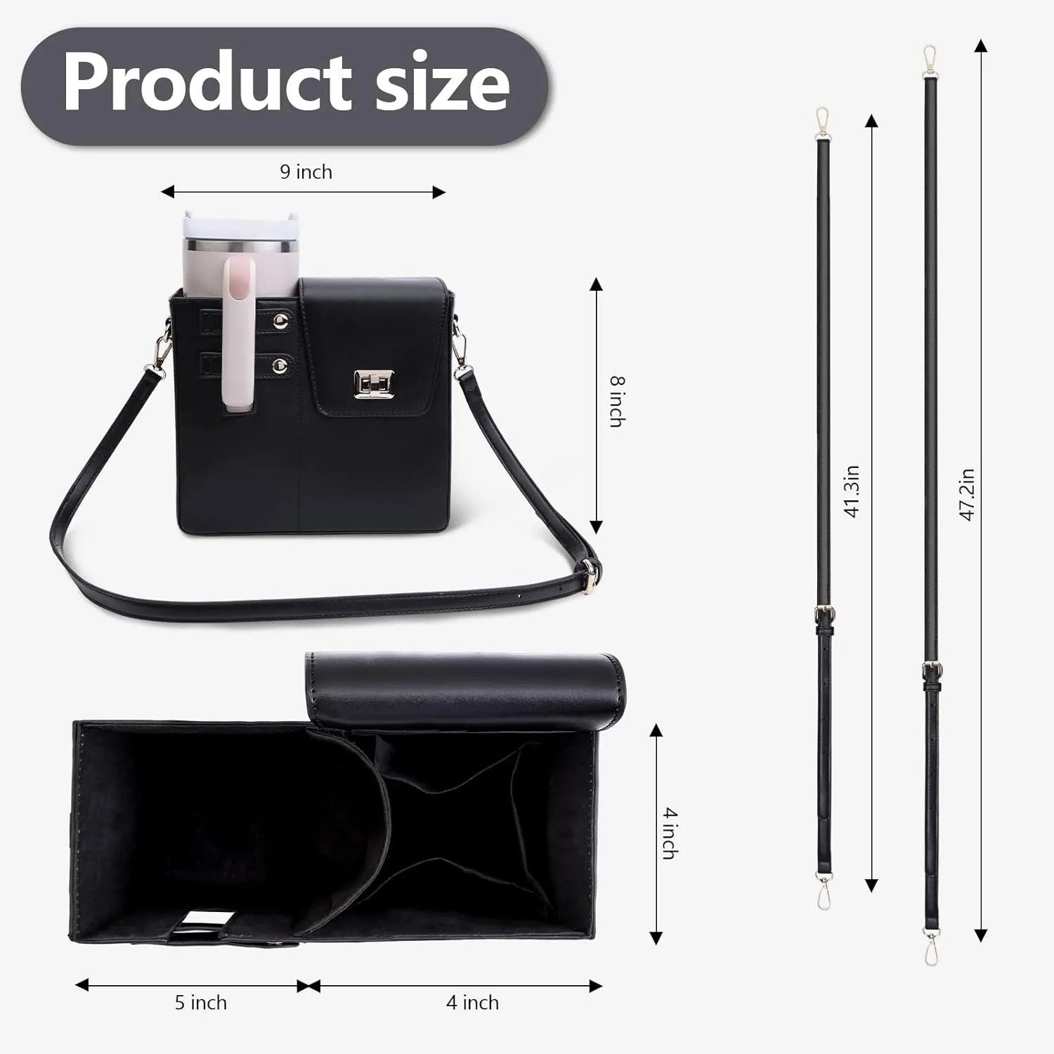 Stanley Outdoor Portable Crossbody Cup Storage Bag with Purse, Crossbody Bag for Stanley Bottle