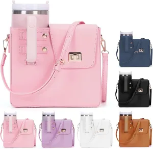 Stanley Outdoor Portable Crossbody Cup Storage Bag with Purse, Crossbody Bag for Stanley Bottle