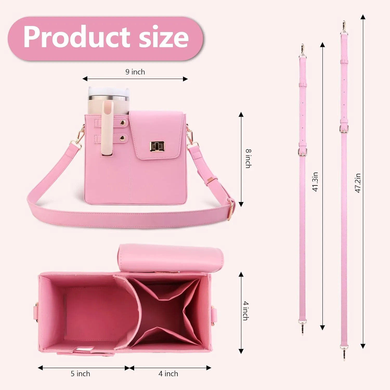 Stanley Outdoor Portable Crossbody Cup Storage Bag with Purse, Crossbody Bag for Stanley Bottle