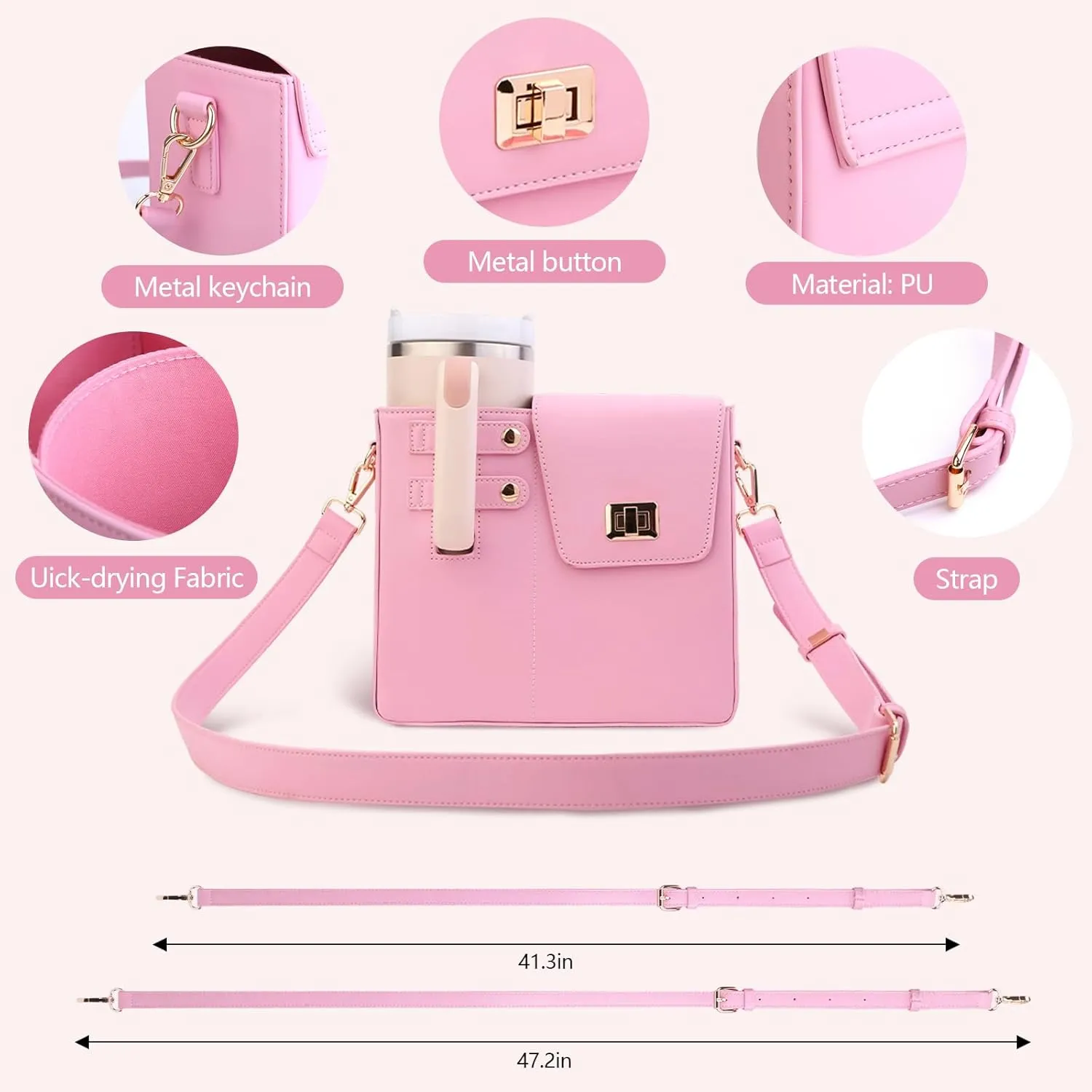 Stanley Outdoor Portable Crossbody Cup Storage Bag with Purse, Crossbody Bag for Stanley Bottle