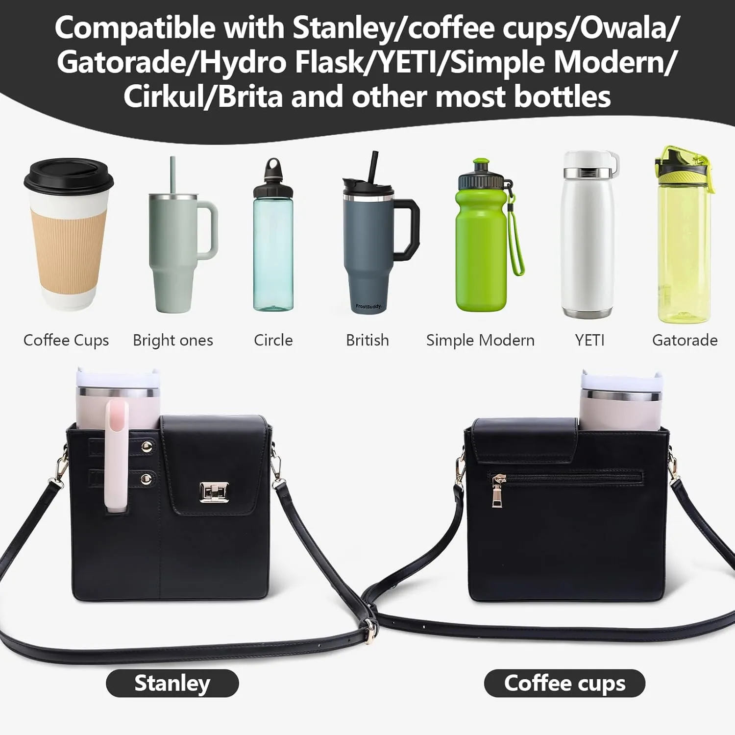 Stanley Outdoor Portable Crossbody Cup Storage Bag with Purse, Crossbody Bag for Stanley Bottle