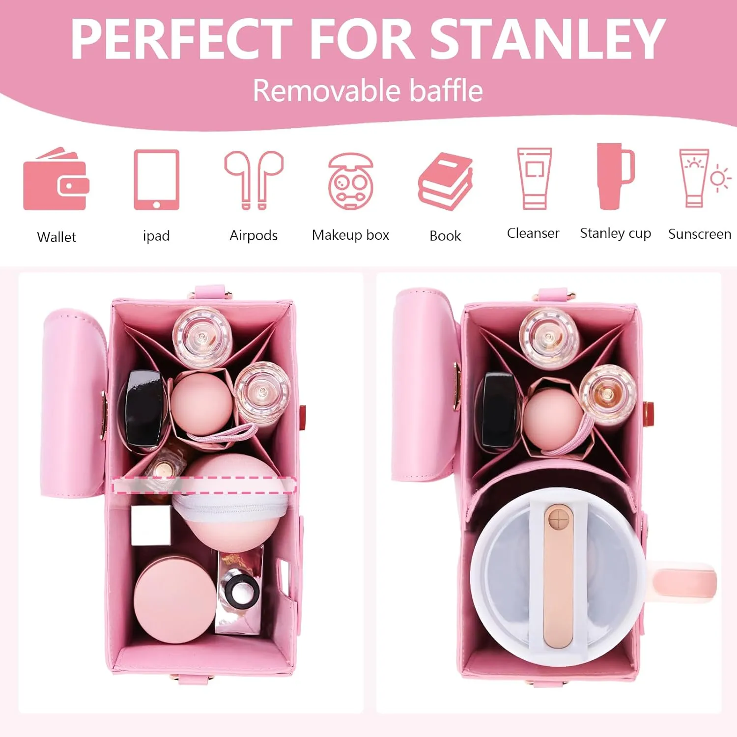 Stanley Outdoor Portable Crossbody Cup Storage Bag with Purse, Crossbody Bag for Stanley Bottle