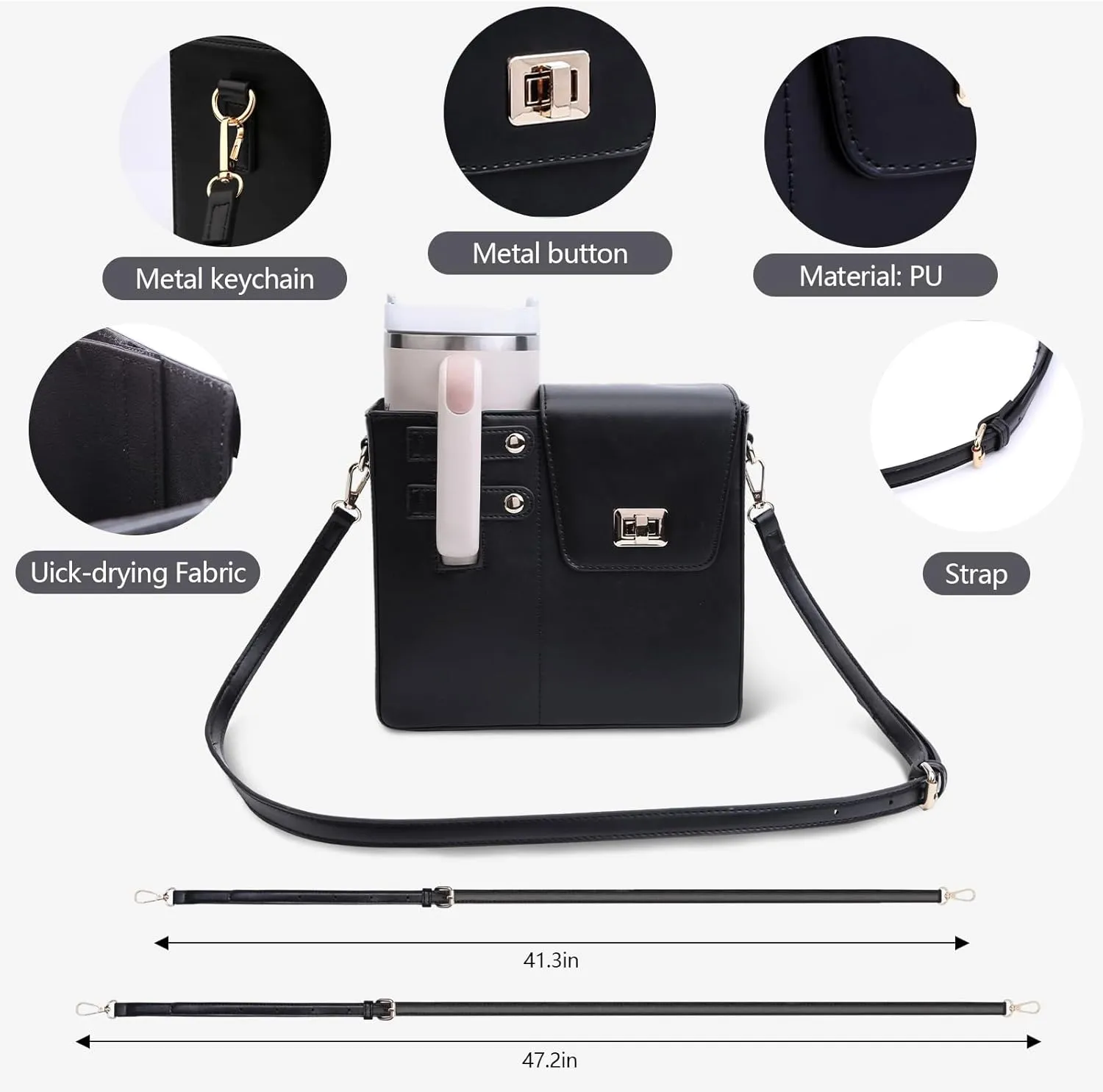 Stanley Outdoor Portable Crossbody Cup Storage Bag with Purse, Crossbody Bag for Stanley Bottle