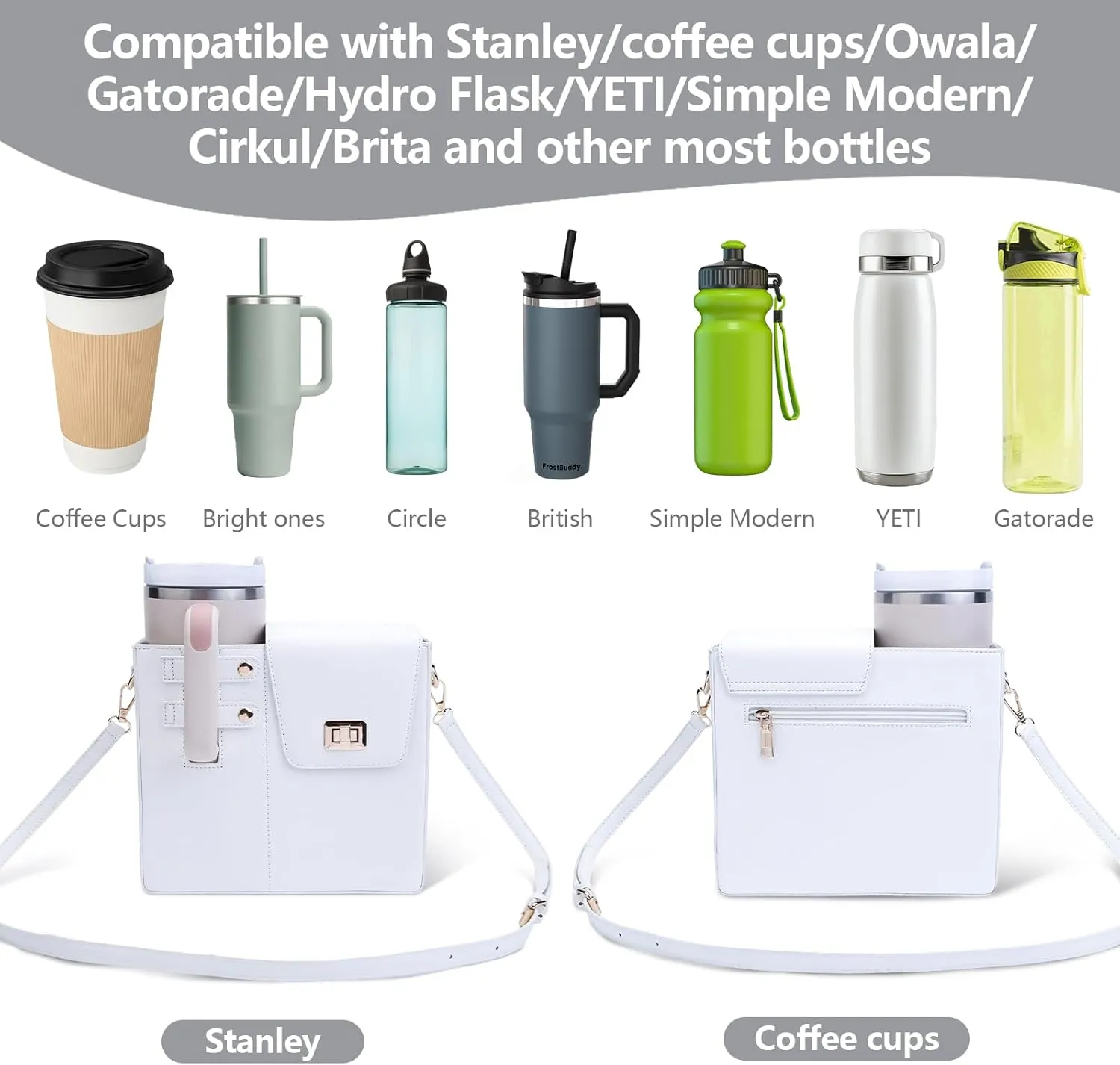 Stanley Outdoor Portable Crossbody Cup Storage Bag with Purse, Crossbody Bag for Stanley Bottle