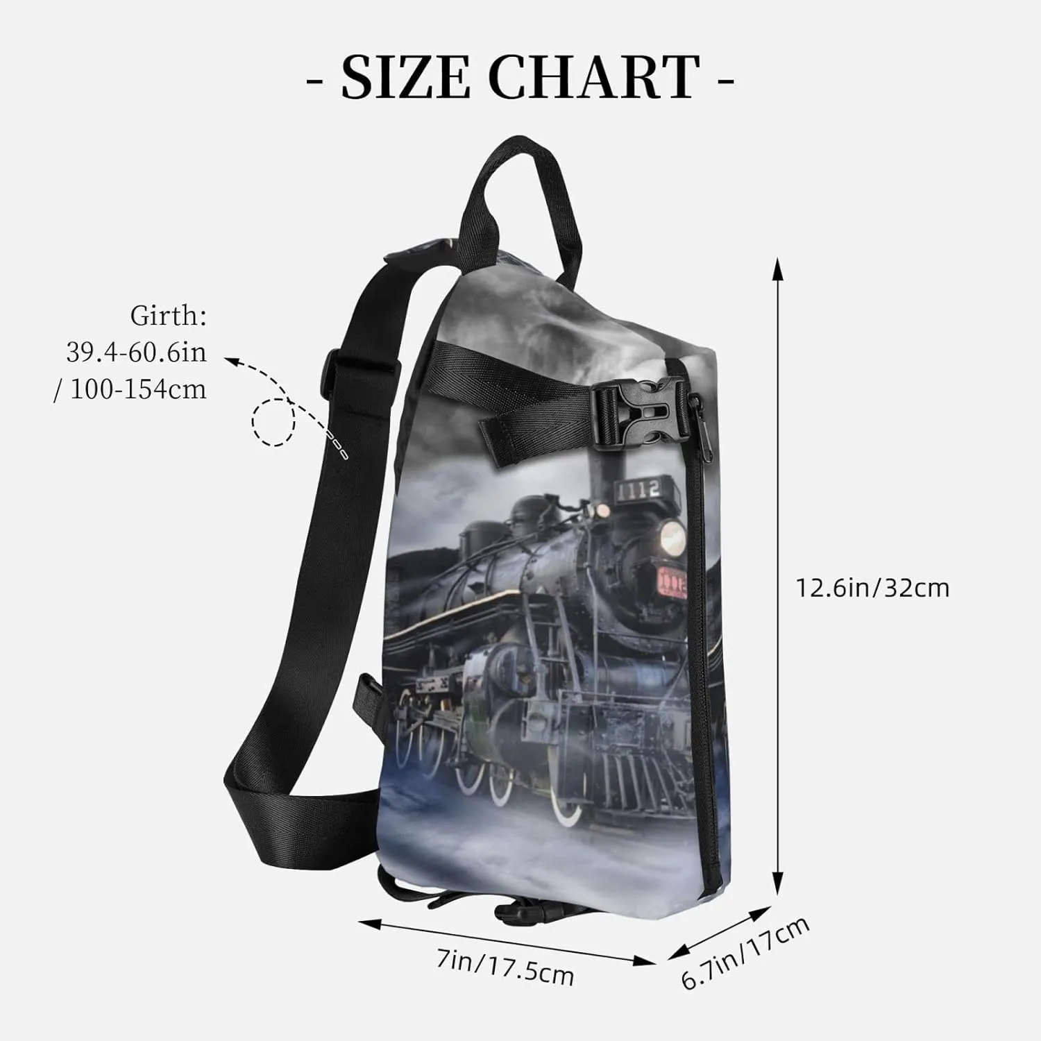 Steam Train Clouds Print Crossbody Backpack Unisex Chest Bag, Lightweight And Sling Bag For Travel