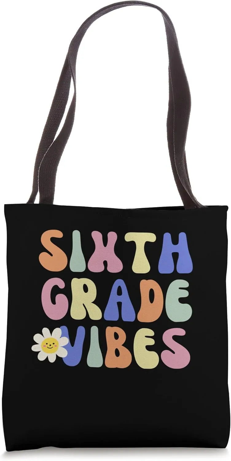 Student Teacher Vintage Retro Sixth Grade Vibes Tote Bag