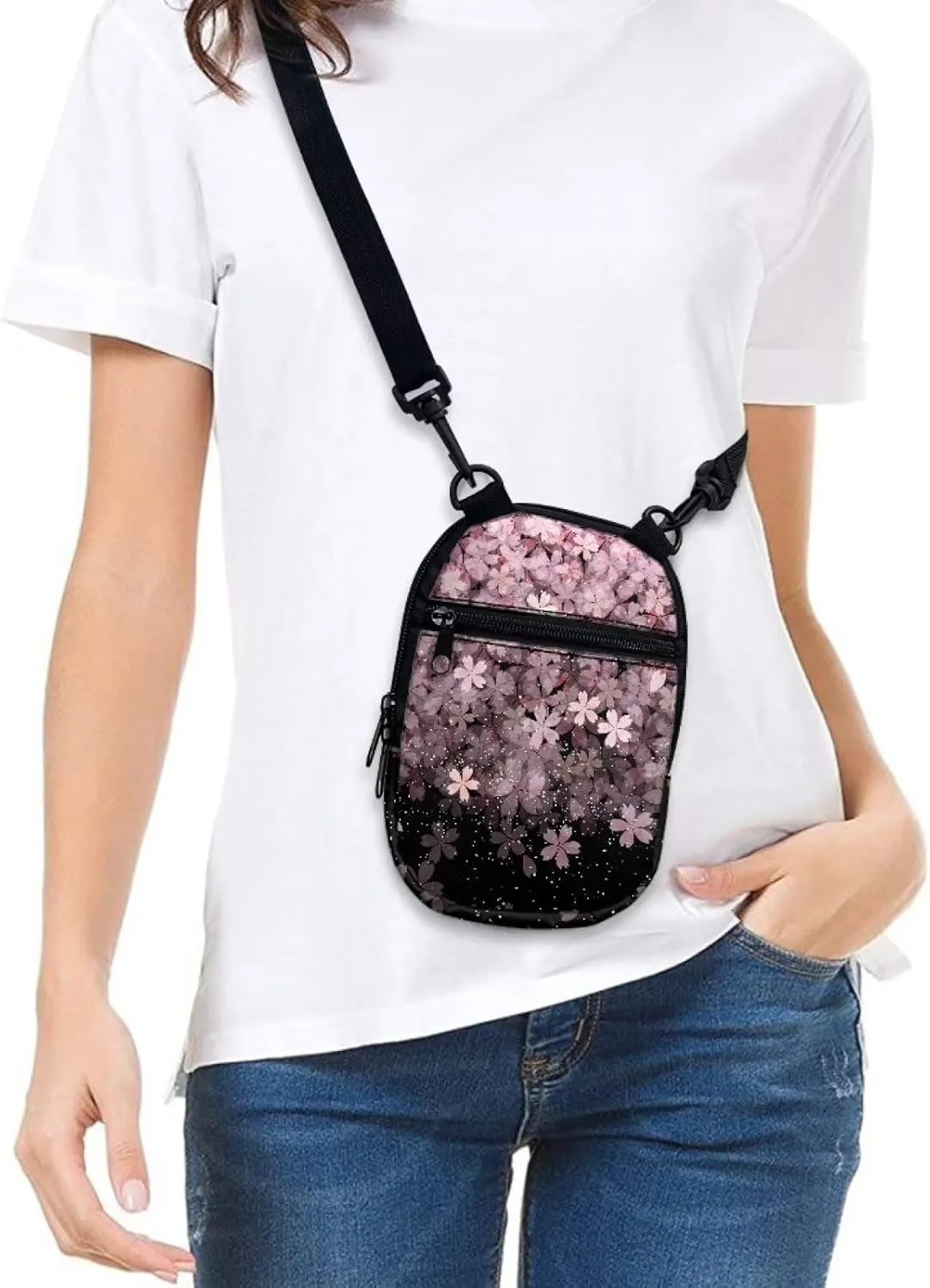 Suobstales Messenger Bag for Women Crossbody Zipper Bag with Adjustable Strap Portable Phone Purse Shoulder Handbag