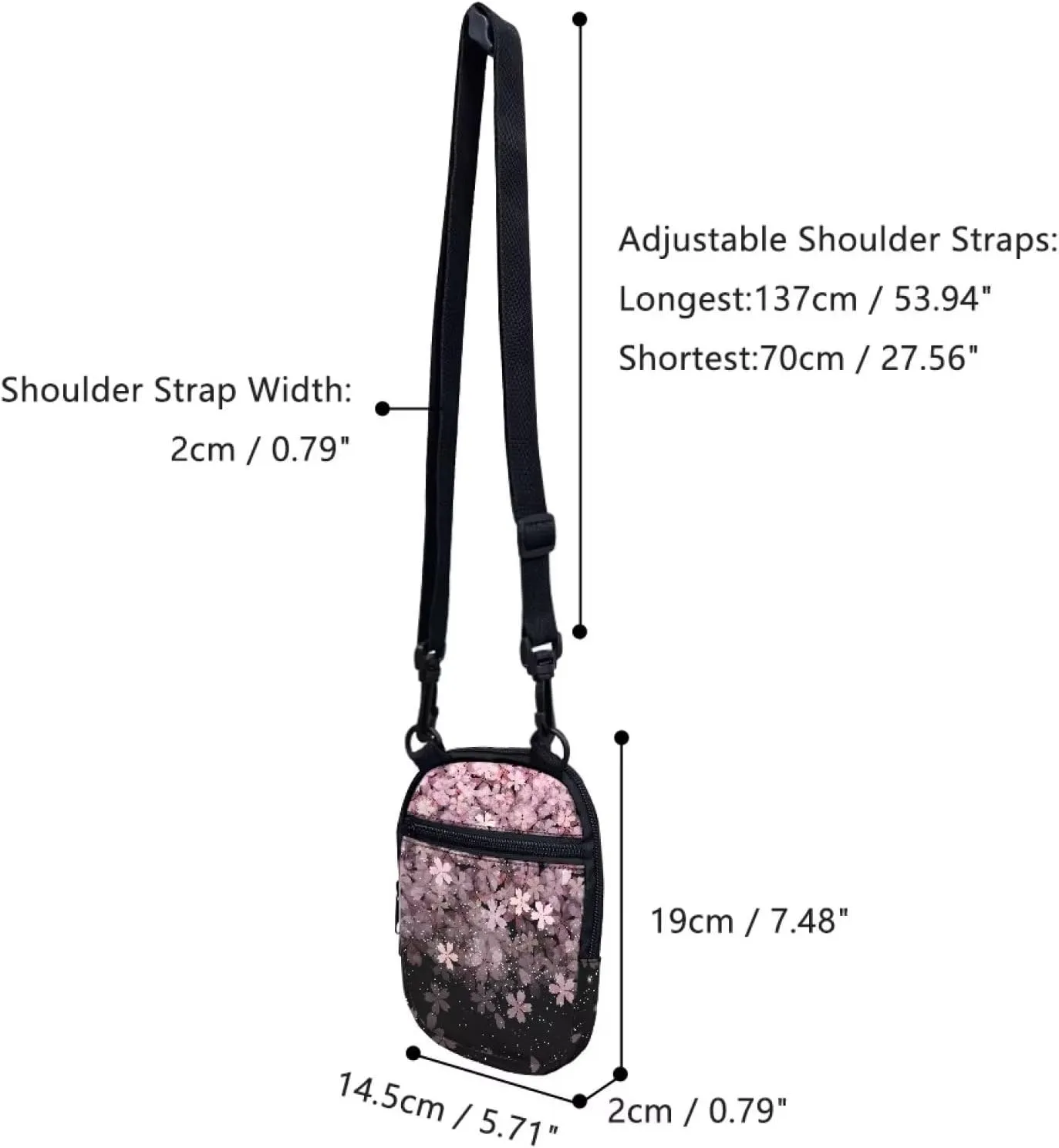 Suobstales Messenger Bag for Women Crossbody Zipper Bag with Adjustable Strap Portable Phone Purse Shoulder Handbag