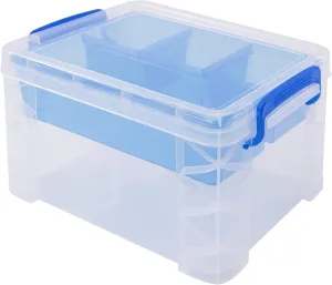 Super Stacker Divided Storage Box with Removable Tray, 10 x 7.5 x 6.5 Inches (37375)