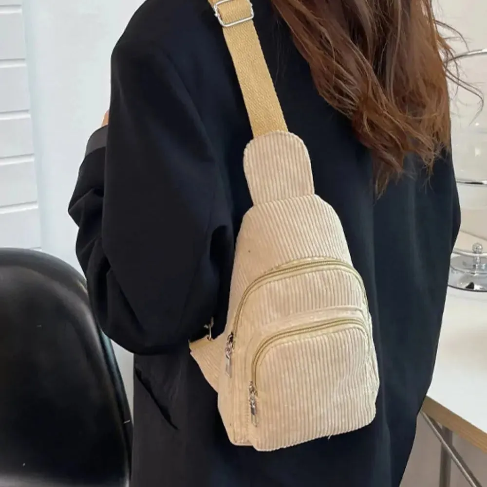 Superb | Corduroy Solid Color Crossbody Bag